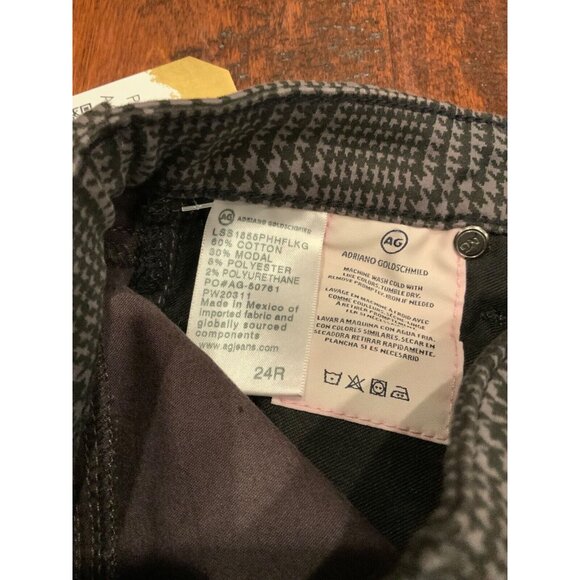 AG Adriano Goldschmied Black & Gray Houndstooth Cigarette Ankle Pant, Sz 24, NWT - Picture 9 of 9